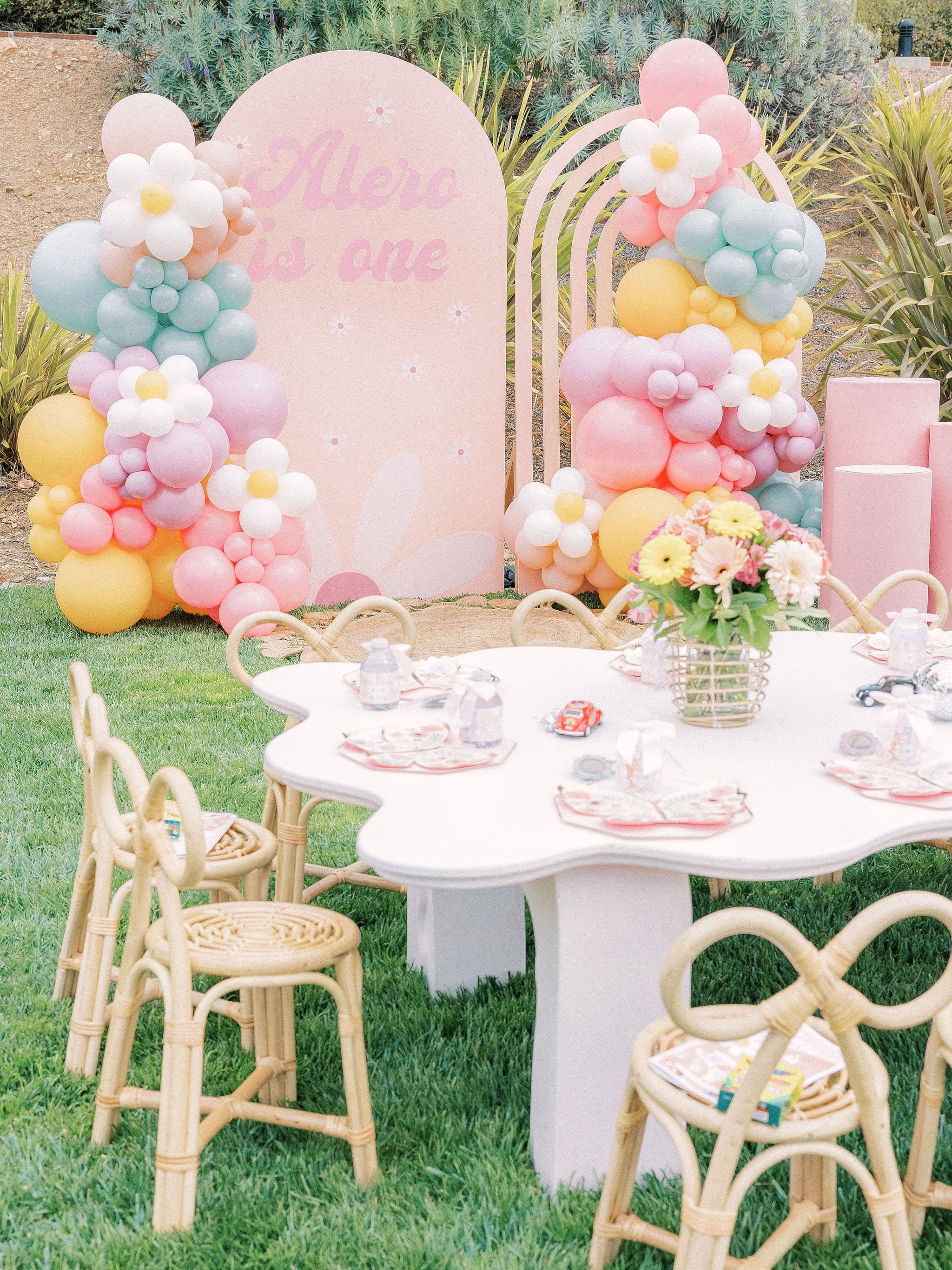 A soft, floral table styled for a celebration