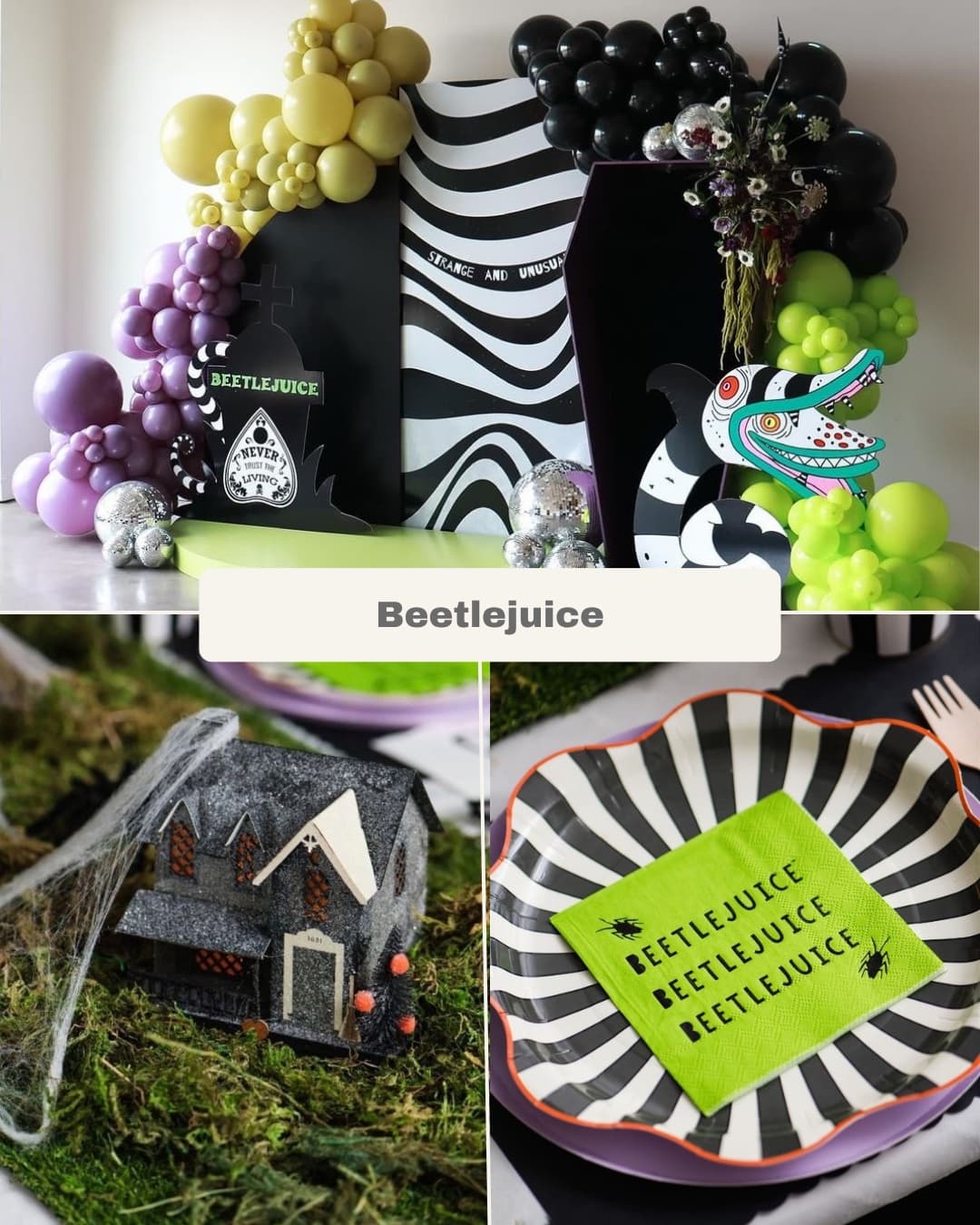 Beetlejuice party styled by Bay Area Kids Rentals