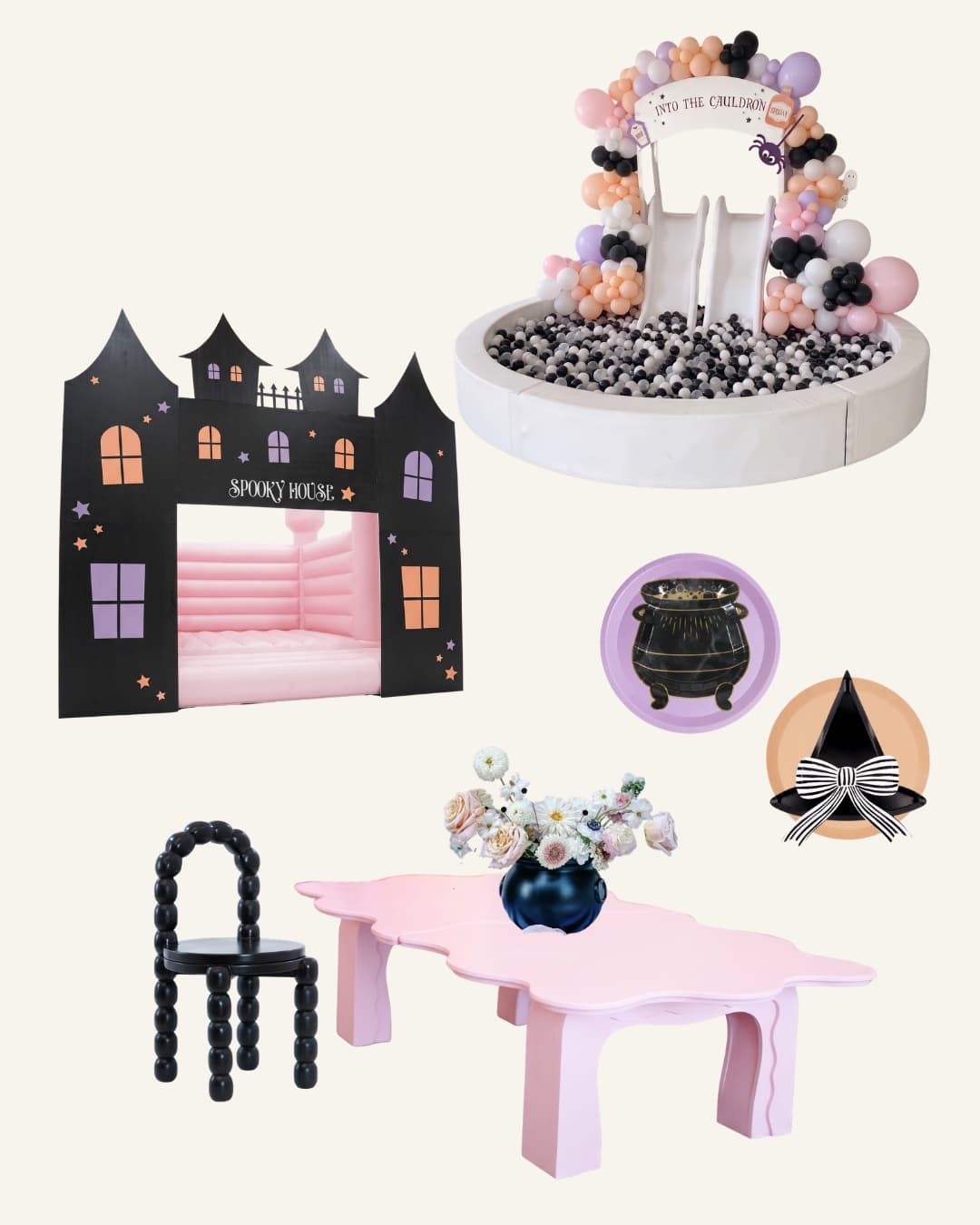 The pieces in our Glam Coven party package