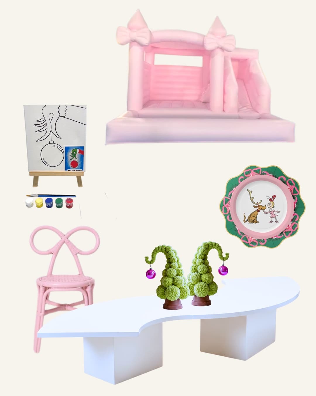 The pieces in our Whoville party package