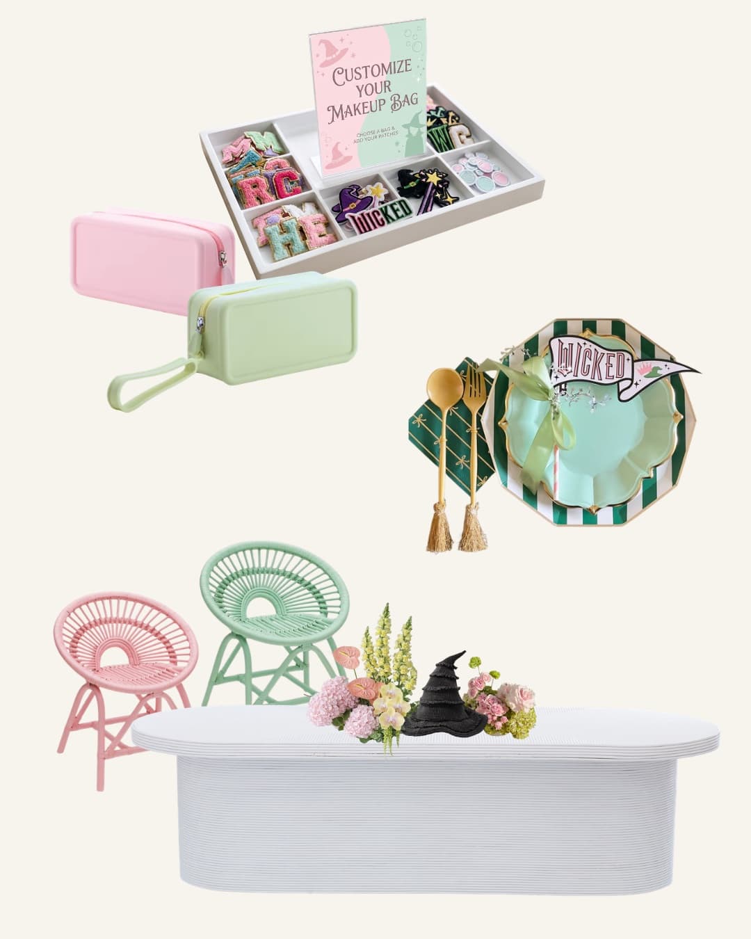 The pieces in our Wicked party package